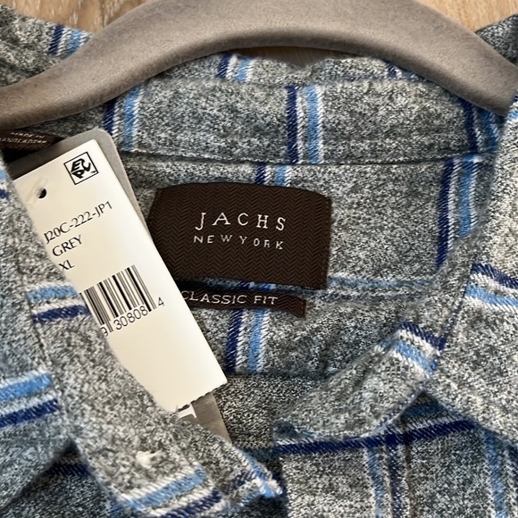 Jachs Ny Men's Classic Fit Flannel Shirt Gray Size XL NEW - Picture 3 of 7